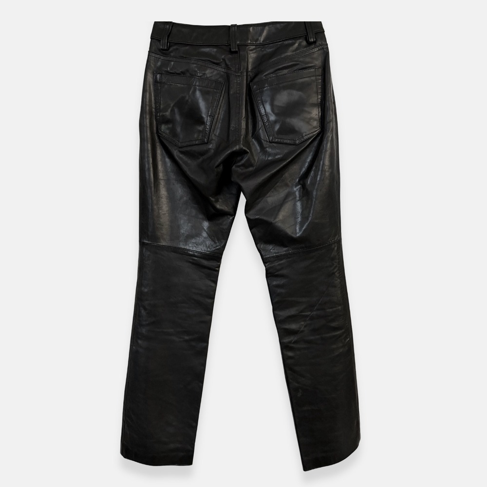 Vintage Y2K GAP Genuine Leather Bootcut Pants Black Size‎ 1 Moto Biker Grunge - Picture 2 of 10